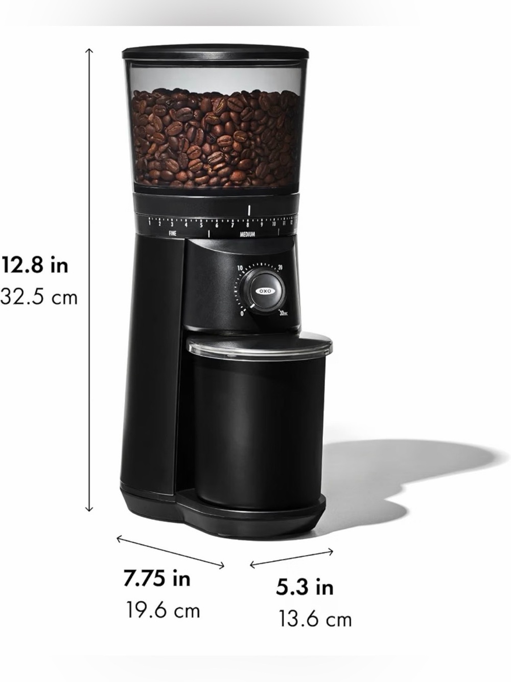 Oxo Brew Conical Burr Coffee Grinder in Black with UV ray Hopper - Picture 10 of 10